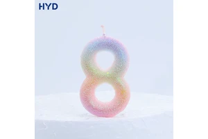 2026 Customized Rainbow Glitter Birthday Number Candles for Kids Parties Easter & New Year Theme Decor Bars Use 3.9cm*5.9cm
