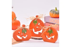 Creative New Halloween Wooden Pumpkin Ghost Festival Decoration Dress up Supplies
