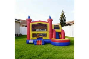 Inflatable Bouncy Castle With Slide Factory Price Bouncy Castle Banners Pastel Inflatable Bounce House With Slide For Kids