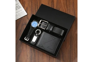 Father's Day Gift Set Men's Business Low-key Gift Set Belt Wallet and Watch Set Gift Box