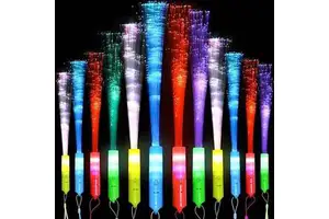 Glowing Birthday Entertainment LED Flashing Party Supplies LED Light up Fiber Optic Stick Glow in the Dark Wands for Kid Adults
