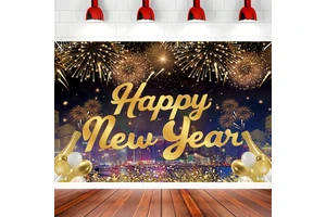 Colorful Carnival Fireworks New Year Banner Christmas Night Decorations Exclusive Black and Gold Chinese New Year Decorations