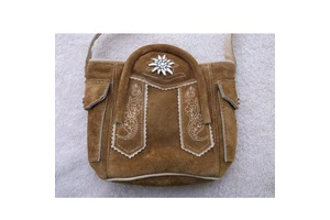Traditional Ladies Bavarian Dirndl Dress with New Traditional Lederhosen and Octoberfest Bags Edelweiss Trachten Tasche