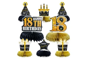 Adult Birthday Theme Party Black Honeycomb Ball Set Kit Party Supplies Happy Birthday Decoration for Boy Girl