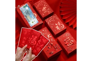 Luxury 30in1/L Custom Red Envelope Pack Angpao/Hongbao Money Pouches New Year Wedding Christmas Party Wall Decorations with Logo