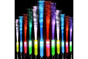 LED Light Up Fiber Optic Stick Glow In The Dark Wands For Kid Adults Glow Birthday Entertainment LED Flashing Party Supplies