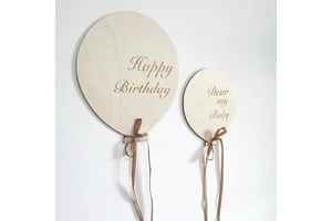 Hot Air Balloon Happy Birthday Wall Stickers Wooden Children's Room Decoration Photography Supplies Birthday Party Decorations