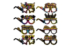 Wholesale 2027 Happy New Year Colorful Paper Party Glasses Rainbow Novelty Eyeglasses New Year Eve Photo Booth Props