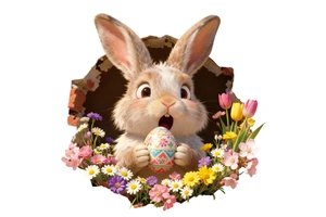 2026 New Arrival Easter Bunny Cute Rabbit Egg Shoppe Festival Decor Wall Sticker Static Decal Flower Window Decal Paper Digital