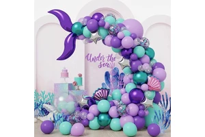 Kids Happy Birthday Celebration Supplies Balloon Ballon Garland Kit Set Items Mermaid Birthday Decorations for Birthday