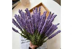 Handmade Lavender Wool Crochet Flower Wedding Bouquet Knitted Simulated Home Decoration Ornaments for Valentine's Day Day