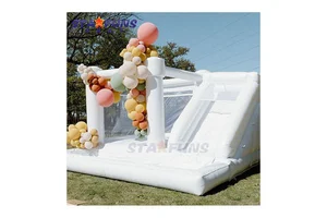 White Bounce House Slide Inflatable Commercial White Bounce Castle For Wedding And Party With Ball Pit And Slide