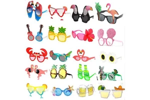 Summer Beach Party Theme Flamingo Hawaii Tropical Party Supplies Pool Funny Shark Crab Glasses Photo Props Party Decoration