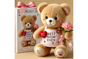 Custom Mother's Day Teddy Bear with Floral Custom Mother's Day Plush Toy Bouquet Unique Plush Gift for Mom