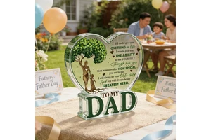 Customized Acrylic Gifts for Father's Day Birthday Gifts for Dad Heart - Shaped Acrylic Souvenirs Desktop Decorative Ornaments