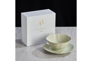 Business Gifts Elm Green Stoneware Bowl And Plate Set With Premium Gift Box For Promotional Gifts And Opening Event Souvenirs