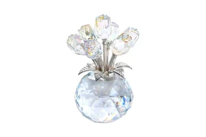 3d Engraving Crystal Rose Bouquet Vase Figurine Romantic Floral Collectible for Valentine's Anniversary Mother's Day Gifts
