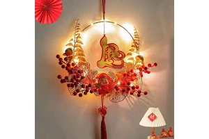 LED-lit Colorful Chinese New Year Christmas Halloween & Easter Party Banner Luminous Flocked Fabric Wall Hanging Decoration