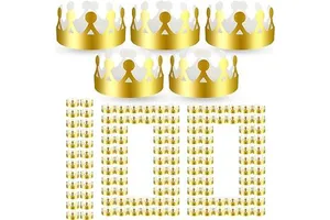 100 Pieces Paper Crowns Gold Birthday New Year Crowns Party Crown Bulk Paper Hats Celebration Supplies for Kids Adults