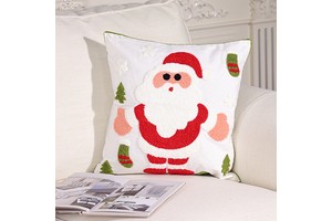 Santa Claus Cartoon Knitted Embroidered Hook Pillow Christmas Atmosphere Decoration Pillow Use In Home