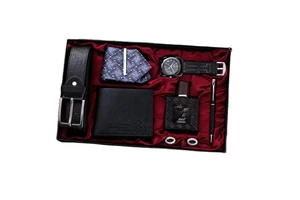 Men's Fashion 7in1 Watch Wallet Keychain Perfume Set Father's Valentine's Day Birthday Gifts Present Box Luxury Gift Set for Men
