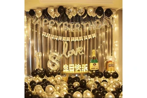 1 Black and Silver Theme Birthday Party Decorations Balloon Set for Kids and Adults, Ideal for Birthday, Valentine's Day