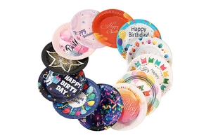 Newest Kids Happy Birthday Party Supplies Decorations Colorful Cartoon Theme Disposable Paper Plate 7 Inches