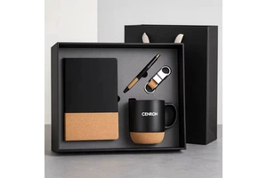 Eco-Friendly Wood Business Souvenirs Keychain Notebook with Pen for Personalized Father's Day Promotional Corporate Gift Box Set