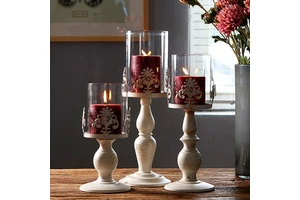 Metal Candle Stand For Home Decor Handmade Candelabra Antique Finish White Brush Gold Pillar Wedding Decorative Candle Holder