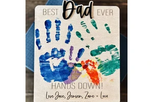 Custom laser cutting of wood DIY Father's Day gift, handprint, daughter's Father's Day gift, quick fishing