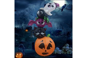 Cross-border Halloween Inflatable Decorations Pumpkin Ghost Black Cat Spider Bat Outdoor LED Light-Up Yard Decoration