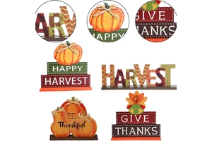 Thanksgiving Themed Table Centerpiece Signs, Wood Pumpkin Table Decor Harvest Thanksgiving Decorations