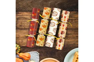 Leaf Design Thanksgiving Crackers No Snap Party Table Favor Set with Joke Dice Gifts Thanksgiving Holiday Cracker for Kid Adult