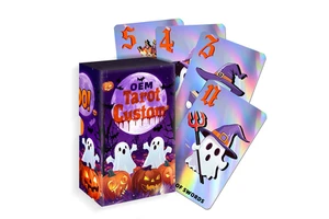 Custom Tarot Card Deck Printing Manufacturer Eco Recycled Paper Hot Foil & Holographic Laser For Halloween