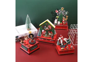 New Christmas Music Box Children's Christmas Gifts Christmas Musical Carousel Wooden Desktop Decoration