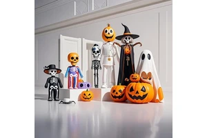 Bangladesh Supplier Funny Halloween Costume Glowing Skeleton with Pumpkin Ghost Custom Cloak for Christmas Cosplay