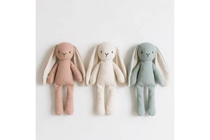 Custom Factory Long Ear Bunny Plush Toy Soft Cotton Linen Rabbit Doll Baby Kids Plushie Gift