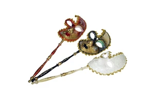 Italy Venetian Mask on a Stick Plastic Cosplay Mask for Women Masquerade Party Prom Ball Halloween Carnival Mardi Gras