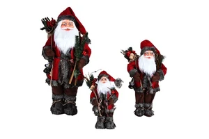 Vintage Classic Acrylic Santa Claus Silk Screen Printed Stick Christmas Decoration Figurine Jiatao Natural Finish