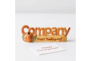 Custom Thanksgiving Day Ceramic Gift - Hand-Painted 3D "Your Company Name" Decor, Corporate Present & Festive Keepsake