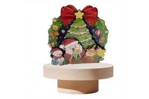 China Christmas Small Gift Ideas Customized Simple Style Embroidered Wooden 3D Refrigerator Magnets Santa Claus Christmas Tree