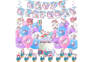 Blue Cartoon Themed Party Supplies Kids Birthday Party Decorations Kit Items Children's Birthday Decorations