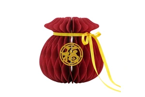 Custom Honeycomb Paper Eco-friendly Fortune Bag Ornament Magnet Chinese New Year Lucky Decorations 3D Table Centerpiece Home