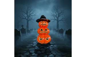 Fiberglass Stacked Pumpkin Witch Set 80/200cm Waterproof Durable for Amusement Park Halloween and Christmas Outdoor Decoration