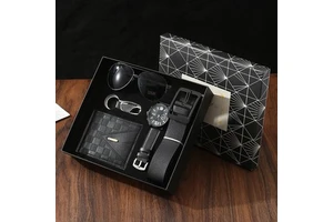 Bulk Wholesale Custom Men's Luxury Watch Wallet Belt Sunglasses Keychain Gift Set with Premium Gift Box for Father's Day Gift