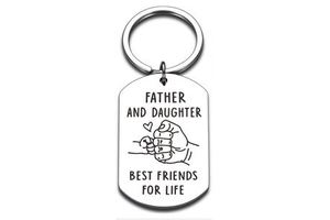 Wholesale Father Daughter Keychain Dad Fathers Day Xmas Birthday Valentine Day Wedding Gifts Daddy Papa Stepdad Men Him Present