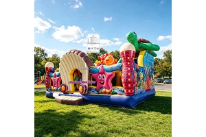 Commercial Inflatable Amusement Jumping Climbing Slides Park Combo Kids Inflatable Ocean Theme Fun Zone Activity Bounce House
