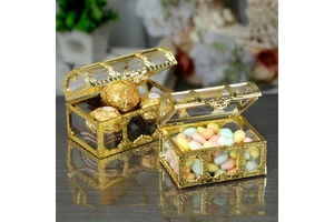 Party Gifts for Kids Girls Women Adult Birthday Decoration Supplies Silver Gold Treasure Box Shaped Wedding Candy Box Sweets