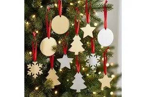 Personalized Christmas Tree Ornaments Color Printed Laser Cut Stainless Steel Brushed Metal Hanging Decoration