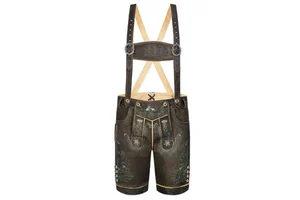 Classic Men's Solid Casual Lederhosen Leather Shorts-Eco-Friendly German Traditional Design for Festive & Cultural Celebrations